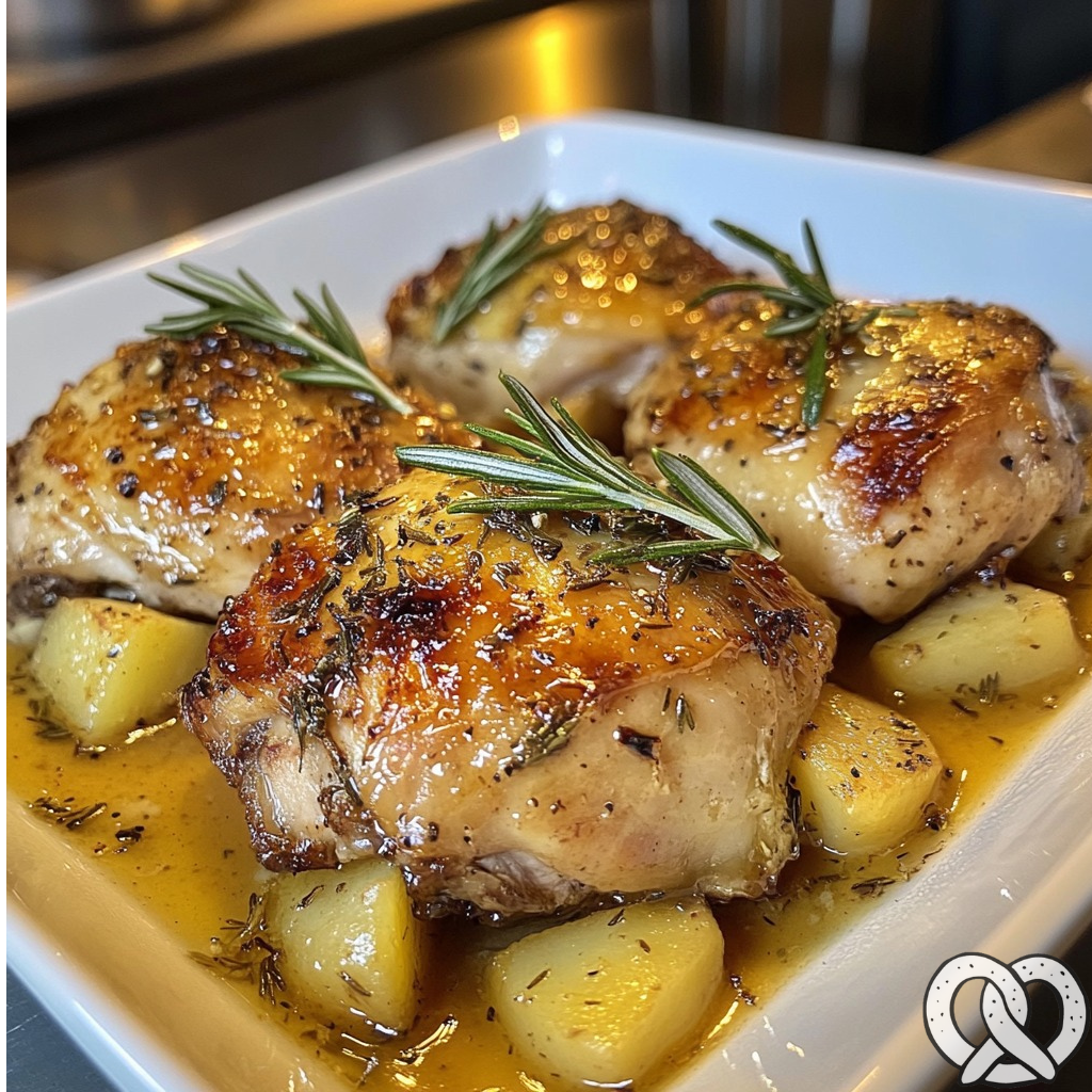 Poulet au citron et pommes de terre au romarin