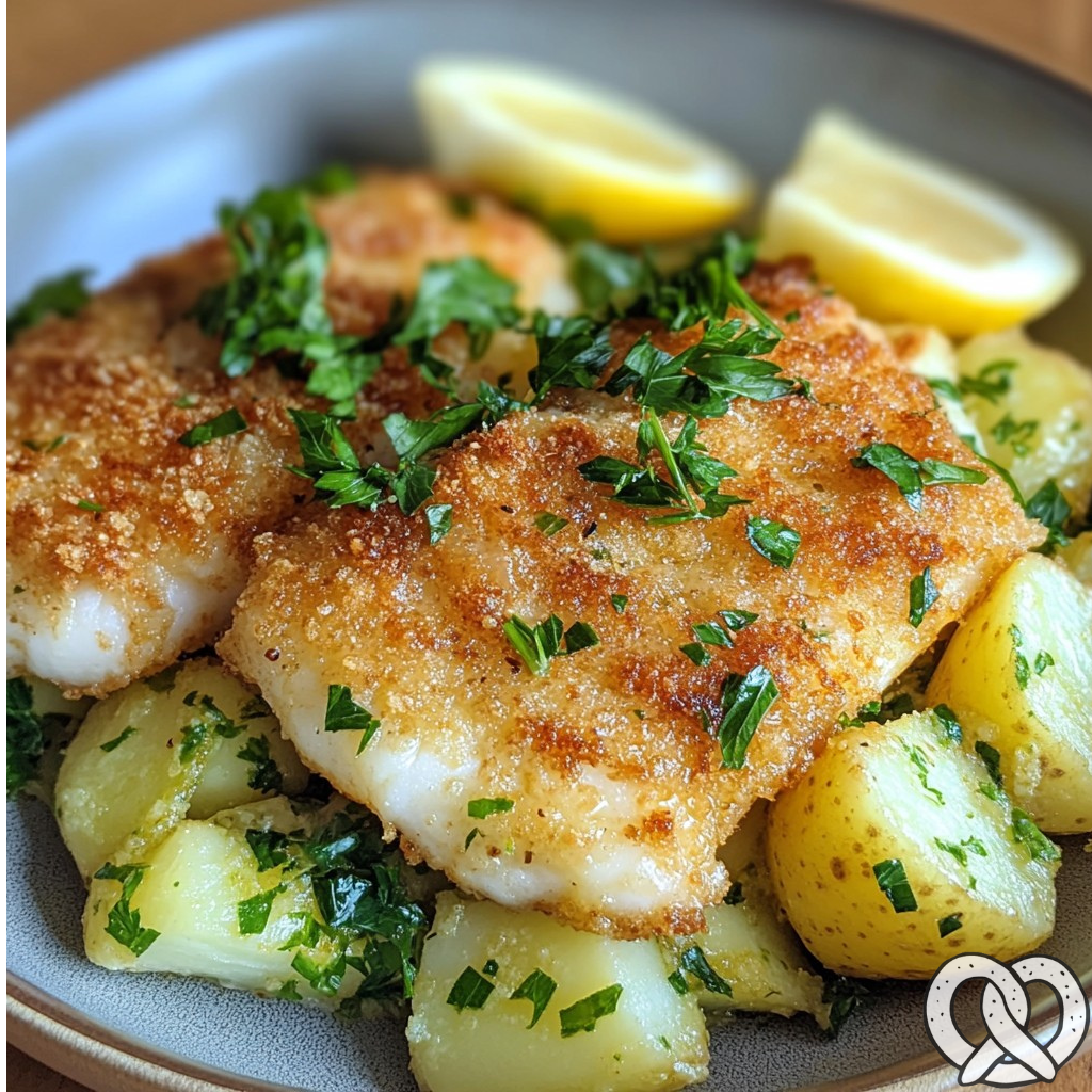 🐟 Cabillaud Frit avec Salade de Pommes de Terre 🥔🍋