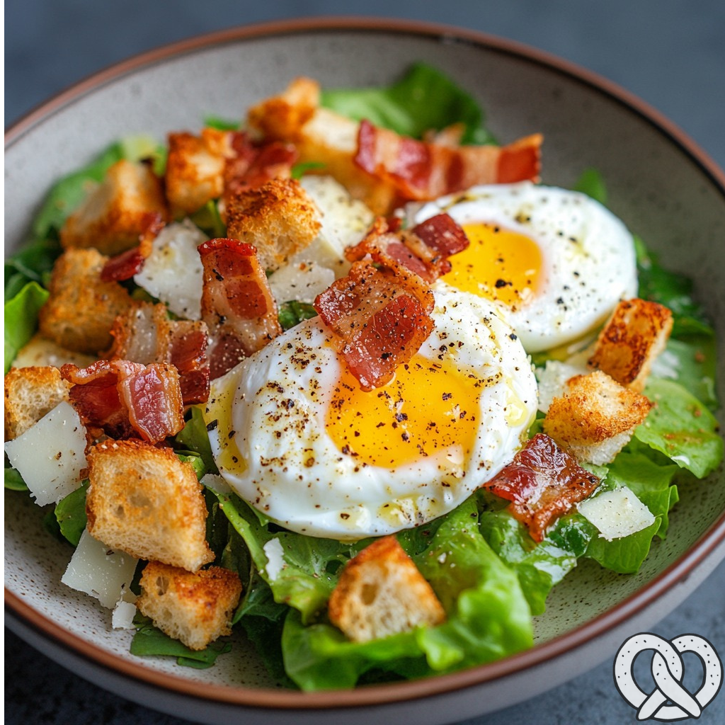 Salade César brunch au bacon et œuf