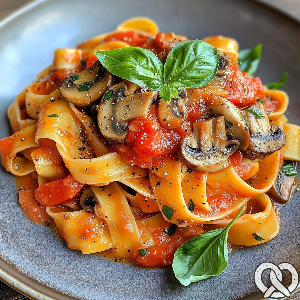 🍝 Tagliatelles à la sauce tomate-champignons 🍄🍅