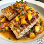 Poisson avec salsa aux pĂȘches