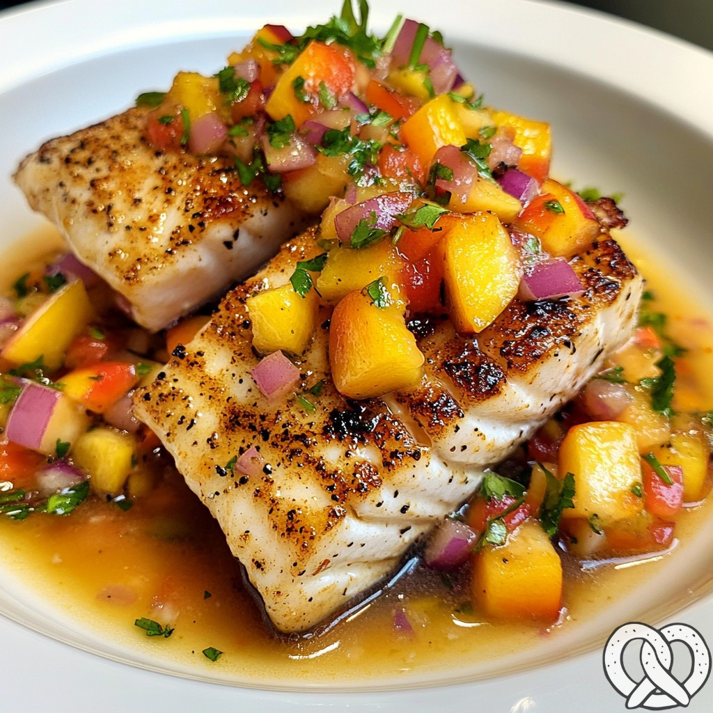 Poisson avec salsa aux pêches