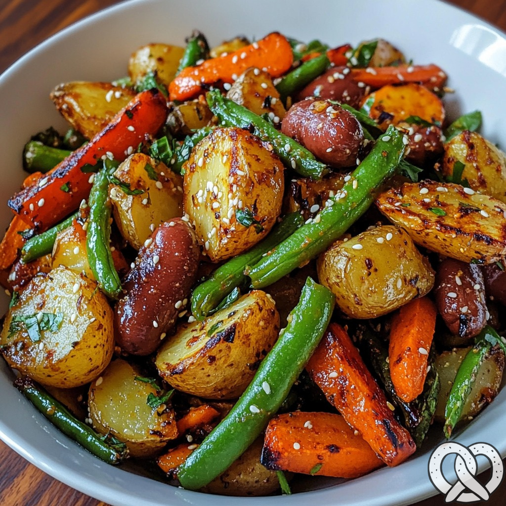 Méli-Mélo de Légumes Indiens aux Haricots avec Pommes de Terre Rôties au Sésame