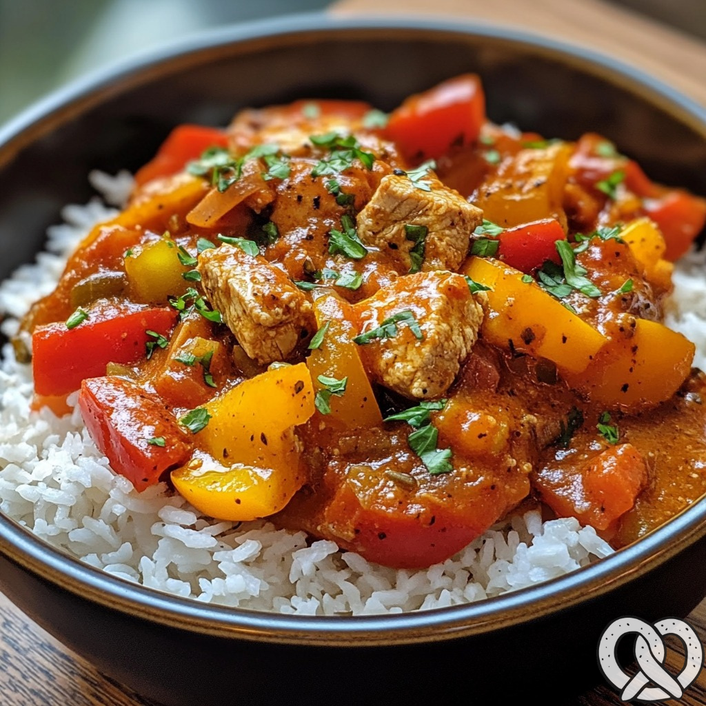 Goulash de Dinde Raffiné aux Poivrons et Riz