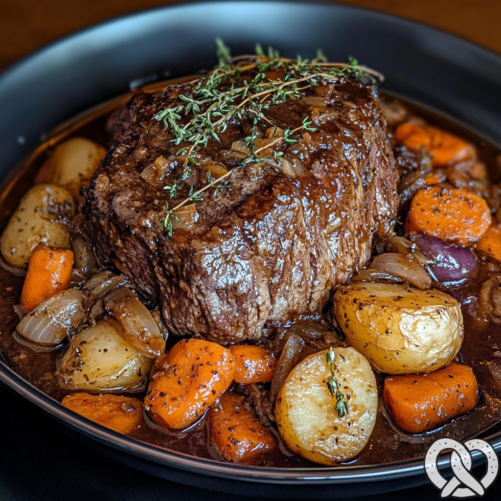 Rôti de Boeuf Cuit Lentement avec Légumes Braisés